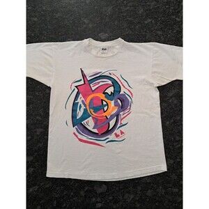 Vintage '90s Single Stitch LA Workout T-shirt White w/ Colorful Graphic Women XL